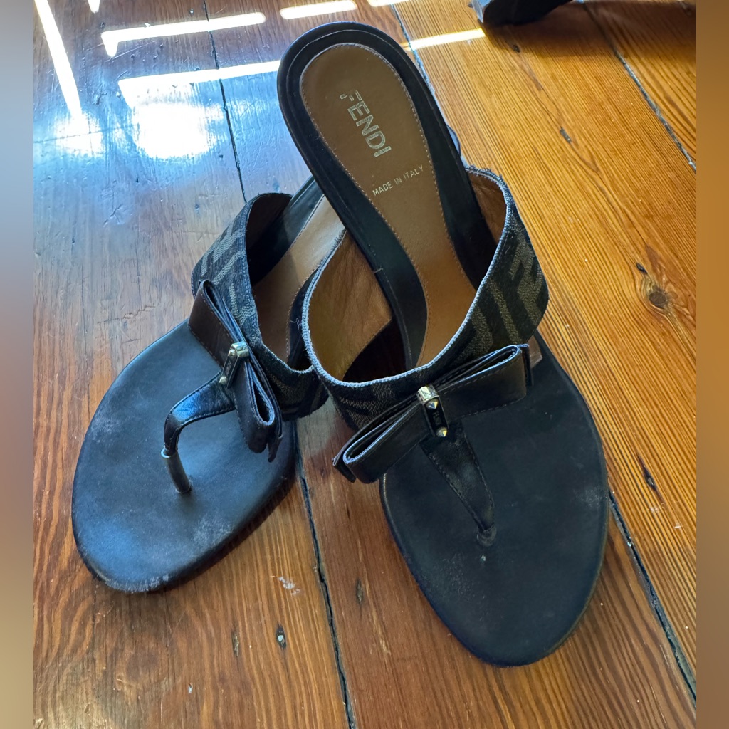 Fendi Wedge Thong Sandal Size 39.5